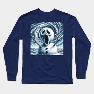 Frosty Frenzy: The Snowman’s Scream Long Sleeve T-Shirt